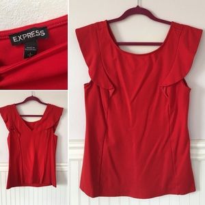 Express Ponte Knit Ruffle Sleeve Blouse